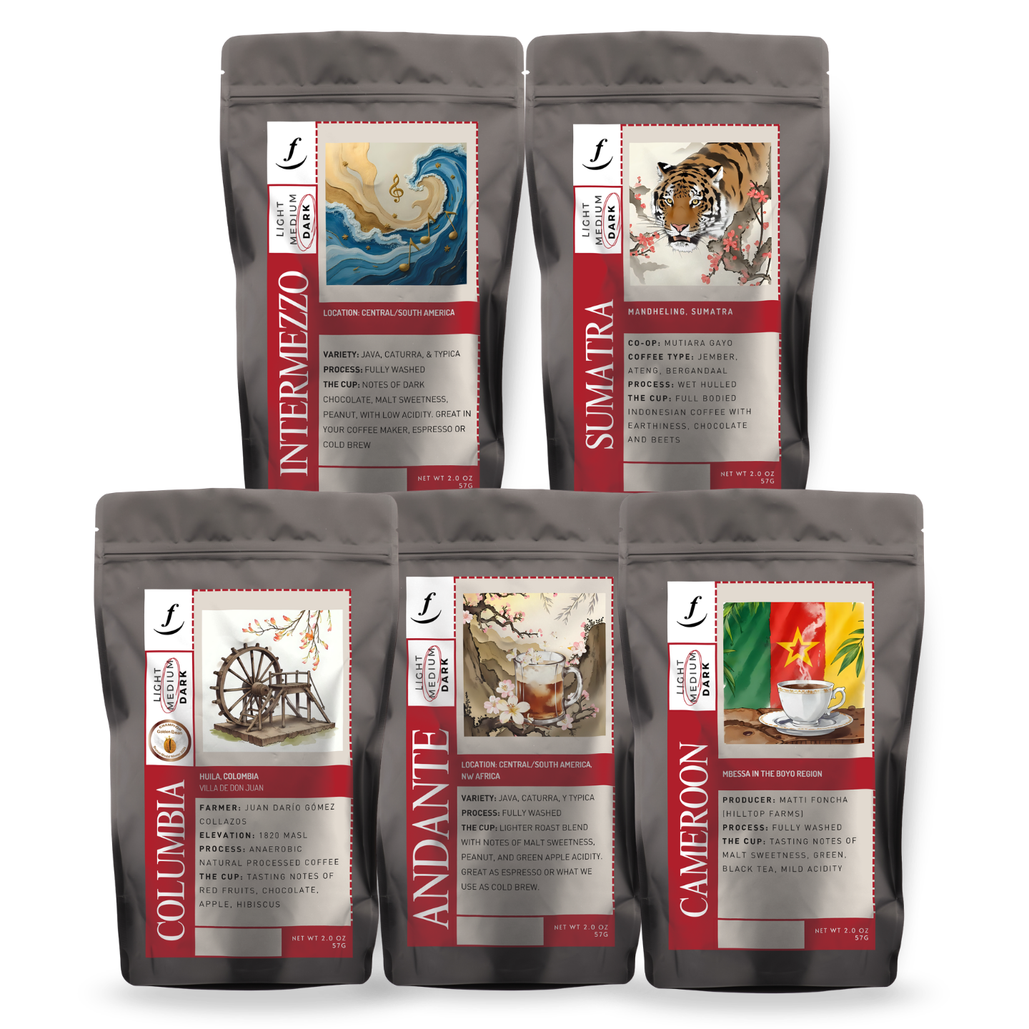 5-Coffee Sampler (2oz each)